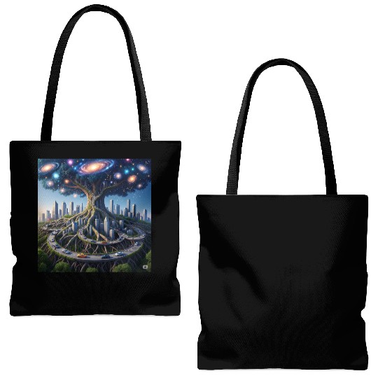 Celestial Urban Tree of the Cosmos Tote Bags (AOP)