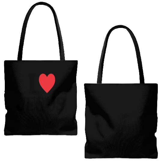Heart and Cross with I Love Jesus Message Tote Bags (AOP)
