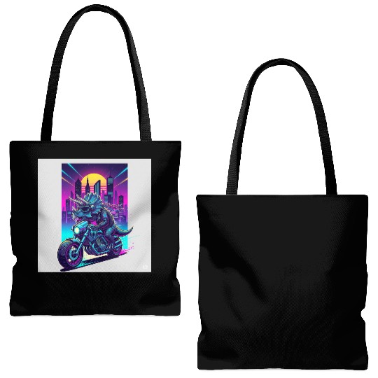 Futuristic Rhinoceros Cyber Ride Tote Bags (AOP)