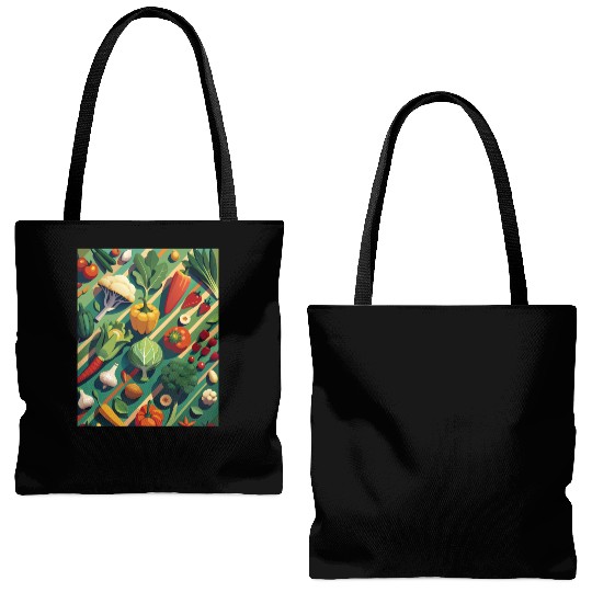 Vibrant Vegetable Garden Illustration Tote Bags (AOP)