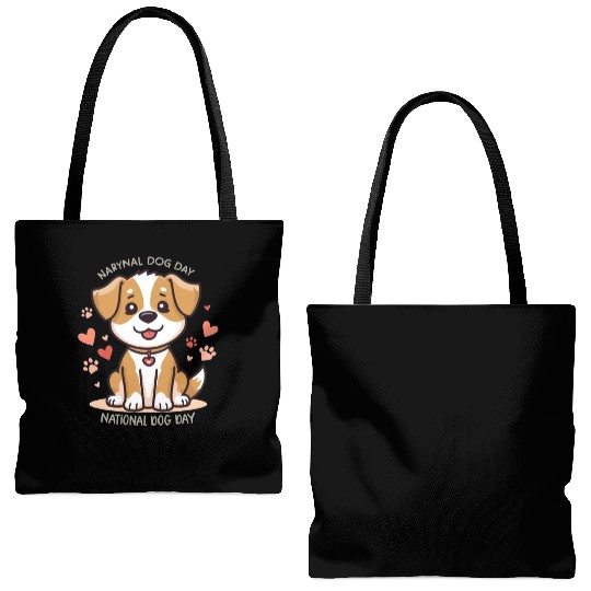 Playful Puppy for Natl Dog Day Tote Bags (AOP)