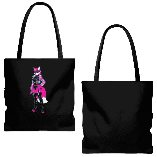 Cyberpunk Furry Fox Anthro Character Art Gift Tote Bags (AOP)