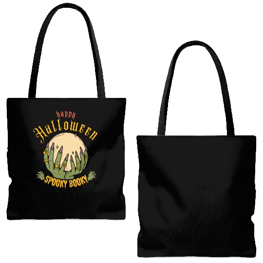 Halloween Moon Hand Illustration Tote Bags (AOP)
