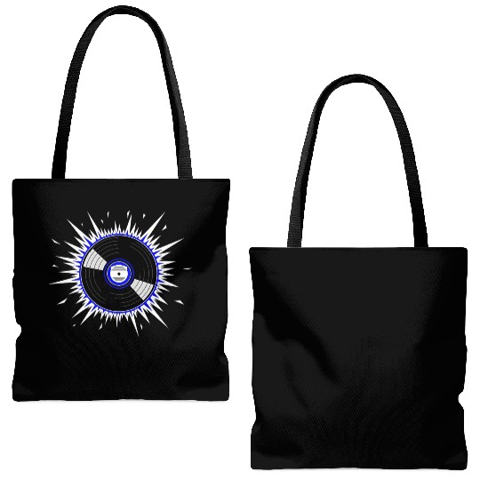 Vinyl Record Starburst Design Tote Bags (AOP)