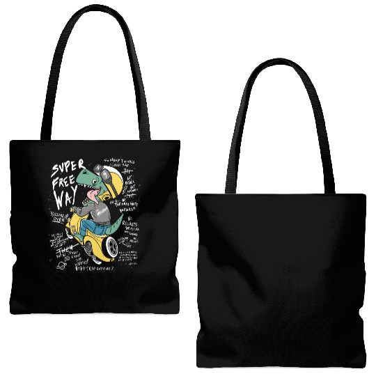 Dinosaur Racer with Streetwear Vibe Tote Bags (AOP)