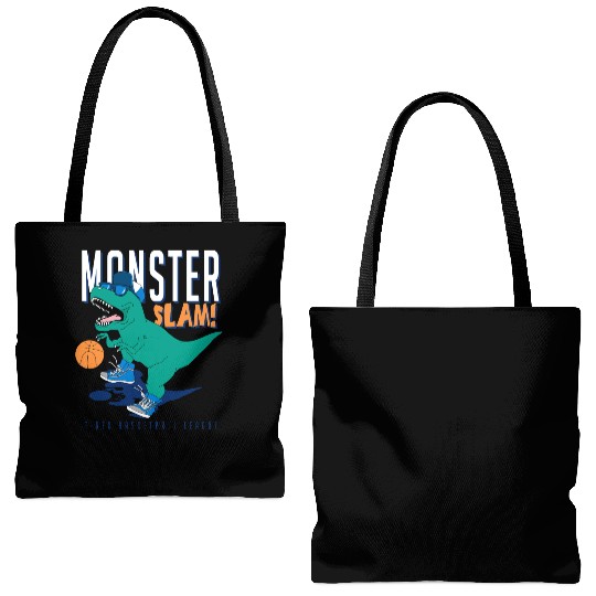 Dinosaur Basketball Slam Funny Tote Bags (AOP)