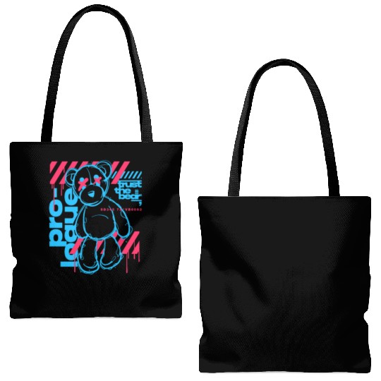 Vibrant Graffiti Teddy Design Tote Bags (AOP)