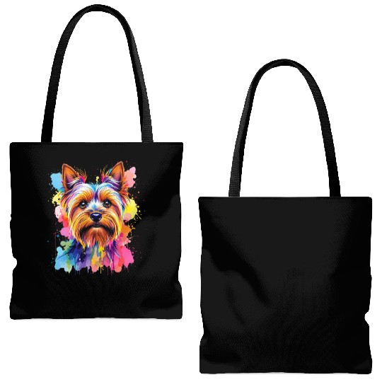 Vibrant Yorkie Portrait Art Tote Bags (AOP)