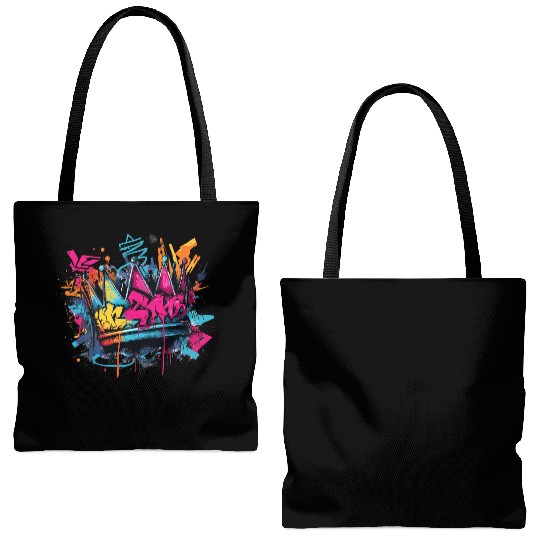 Vibrant Graffiti Crown Design Tote Bags (AOP)