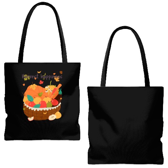 Harvest Happiness Fall Produce Illustration Tote Bags (AOP)