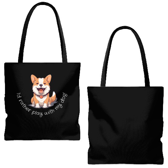 Joyful Corgi Playfulness Design Tote Bags (AOP)