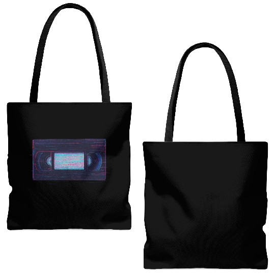 Retro VHS Tape Neon Glow Design Tote Bags (AOP)