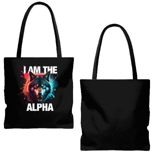 I Am The Alpha Wolf Tote Bags (AOP)