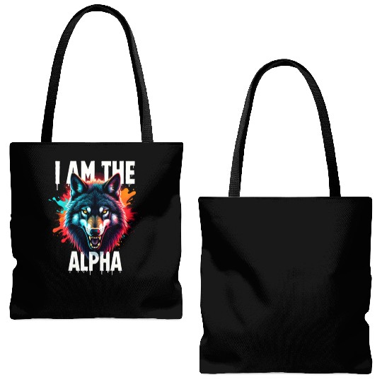 I Am The Alpha Wolf Tote Bags (AOP)