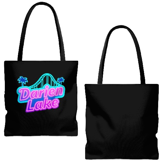 Neon Daren Lake Sign with Roller Coaster and Palms Tote Bags (AOP)