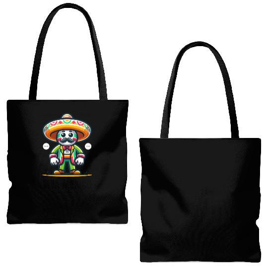 Vibrant Mexican Fiesta Character Design Tote Bags (AOP)