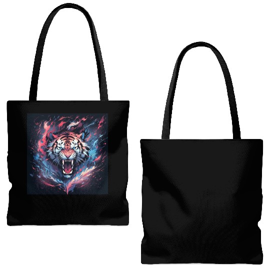 Vivid Neon Tiger Burst Tote Bags (AOP)