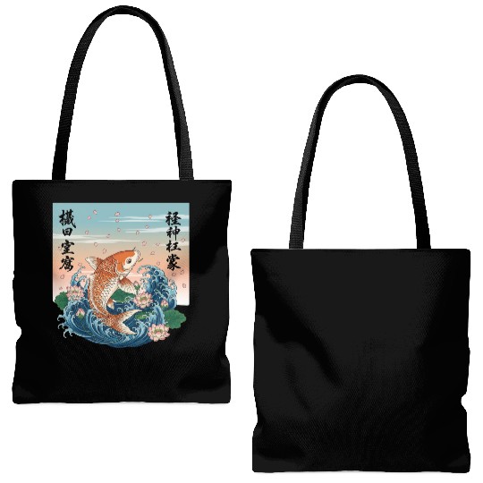 Koi Fish and Lotus Harmony Design Tote Bags (AOP)
