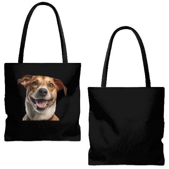 Joyful Jack Russell Dog Illustration Tote Bags (AOP)