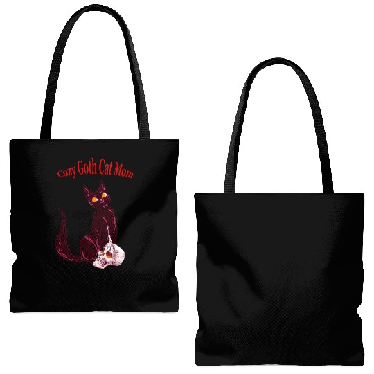 Cozy Gothic Cat Mom Tote Bags (AOP)