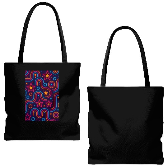 Neon Starburst Cosmic Pattern Tote Bags (AOP)