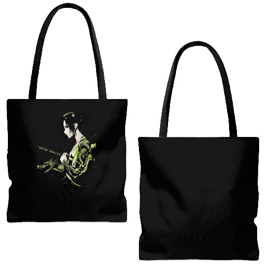 Manga - Neon Samurai with Dragon Ink Design Tote Bags (AOP)