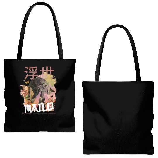 Mystical Tiger with Kanji & Boy Name MAILO Tote Bags (AOP)