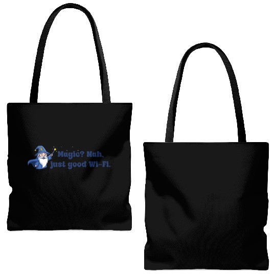 Whimsical Wizard with Star Wand Tote Bags (AOP)