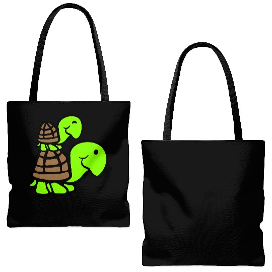 2 turtles piggyback mummy daddy child riding cute Tote Bags (AOP)