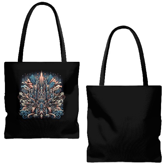 Urban Patriot Symbolic Cityscape and Butterfly Tote Bags (AOP)