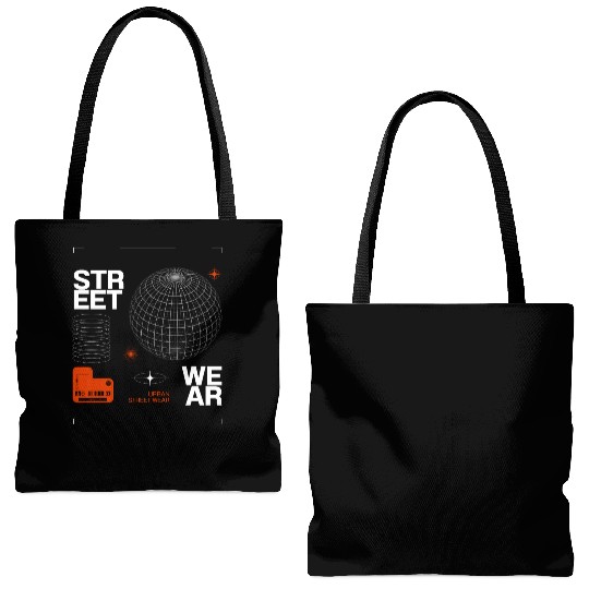 Futuristic Urban Streetwear Graphic Tote Bags (AOP)