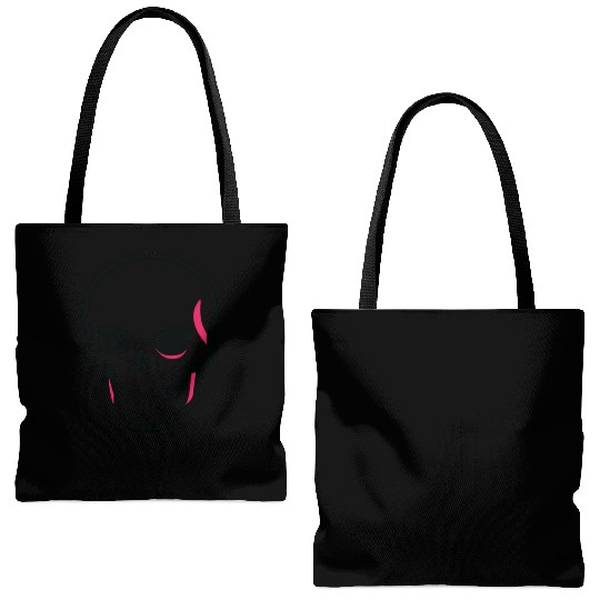Neon Pink Skull Graphic Design Tote Bags (AOP)