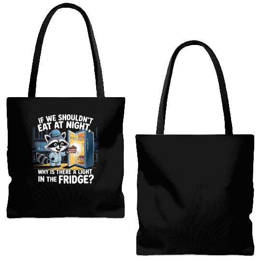 Light in the Fridge Funny Midnight Snack Quote Tote Bags (AOP)
