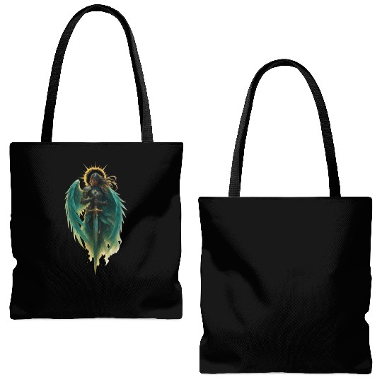 Celestial Guardian Angel Illustration Tote Bags (AOP)