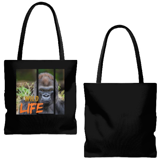 Gorilla Wildlife Portrait Tote Bags (AOP)