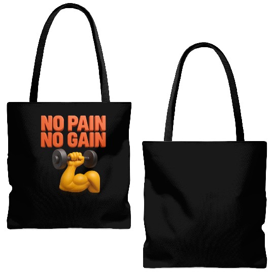No Pain No Gain 3D Gym Motivation Design Tote Bags (AOP)