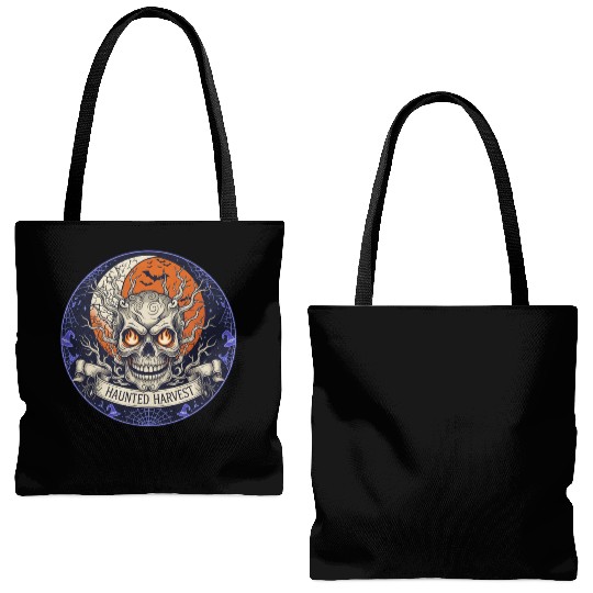 Haunted Harvest Halloween Design Tote Bags (AOP)