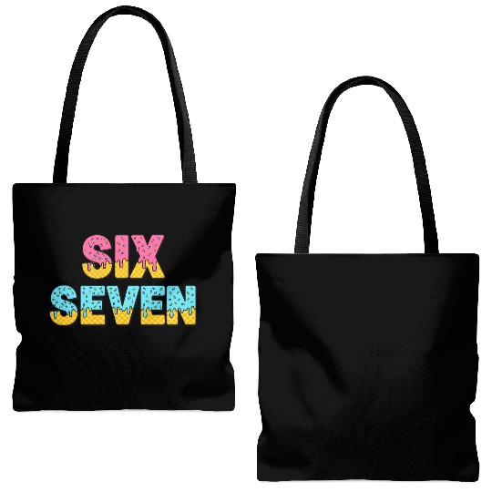 67 Six Seven Meme Funny Ice Cream Drip Waffle Cone Tote Bags (AOP)
