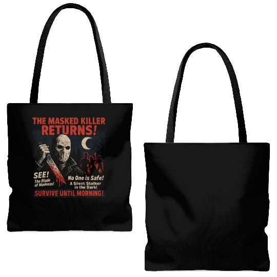 Masked Killer Returns Slasher Movie Poster Vintage Tote Bags (AOP)