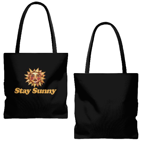 Sun and Smiley Face Motivational Design Tote Bags (AOP)