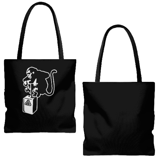 Banksy Detinator Monkey Outline Tote Bags (AOP)