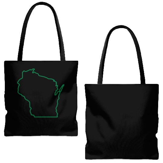 Wisconsin State Outline Design Tote Bags (AOP)