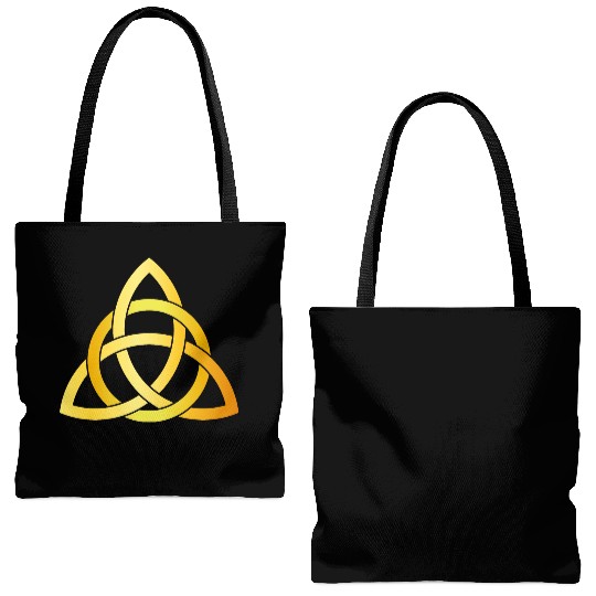 Original Triquetra circle celtic knot gold Tote Bags (AOP)