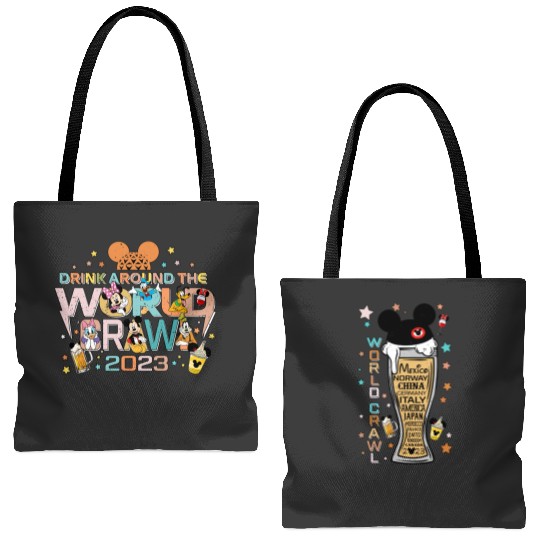 Vintage Two-sided Disney Drinking Around The World Crawl 2023 Tote Bags (AOP)