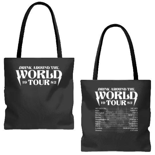 Disney  Tote Bags (AOP), Epcot World Tour 1982 Tote Bags (AOP), Drinking Around The World