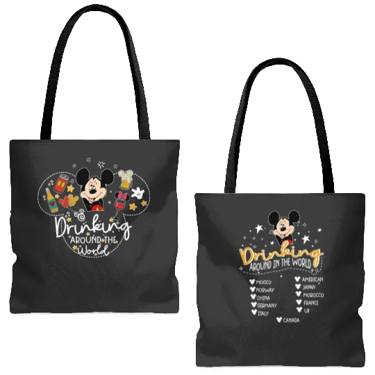 Drinking Around The World  Color Tote Bags (AOP), Disneyland Drinking Tote Bags (AOP), Disney Trip Tote Bags (AOP)