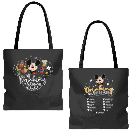 Drinking Around The World  Color Tote Bags (AOP), Disneyland Drinking Tote Bags (AOP), Disney Trip Tote Bags (AOP)