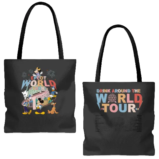 Disney Epcot World Traveler Tote Bags (AOP), Mickey Epcot Drinking Around The World