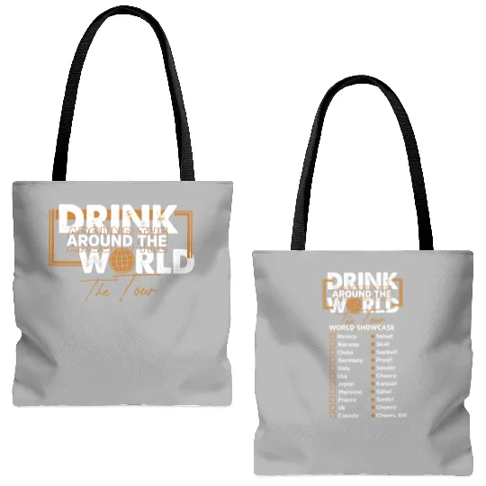 Drinking Around The World Tote Bags (AOP), Disney Epcot Around The World Tote Bags (AOP)