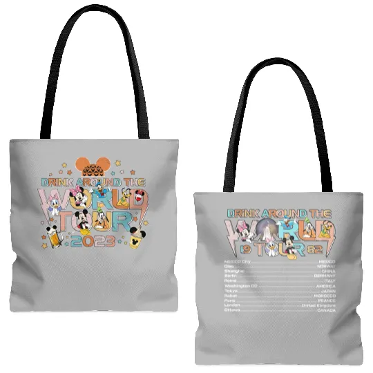Disney Epcot World Tour Tote Bags (AOP), Drink Around The World Tote Bags (AOP)